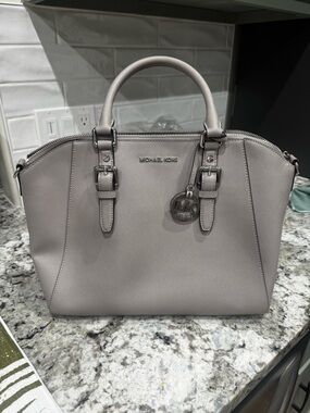 Michael Kors Light Gray Saffiano Satchel